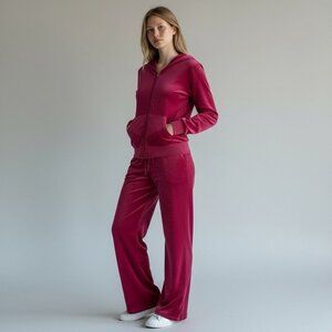 Danskin Pink Velour Track Suit  Zip Hoodie Jogger Pant M 8-10 Mean Girls Costume
